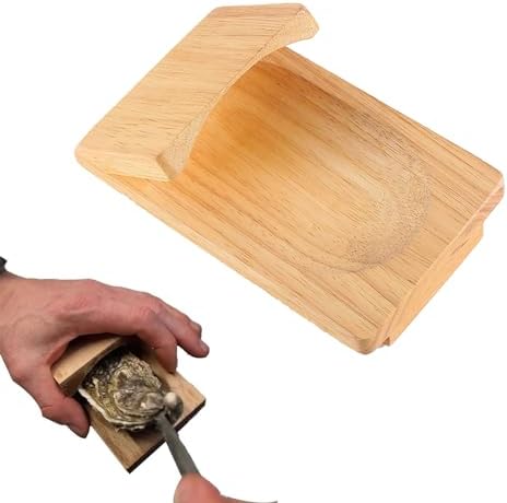 Pince et porte-huîtres bois - support écaillage garde-main portable